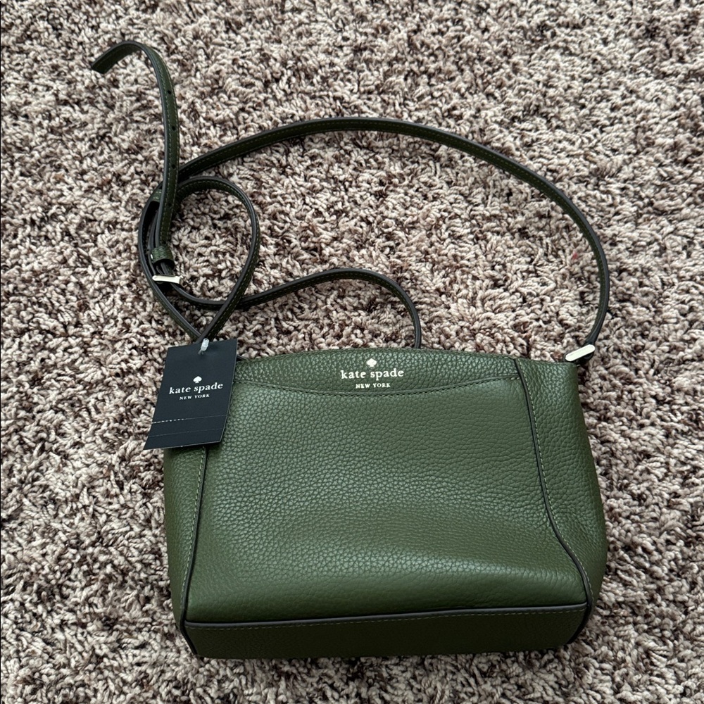 Kate Spade Olive Green Pebbled Leather Shoulder Bag
